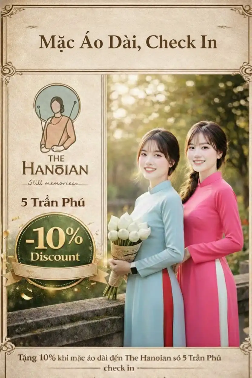 Check-in áo dài trong không gian xuân phố cổ, nhận ưu đãi tại The Hanoian – 5 Trần Phú